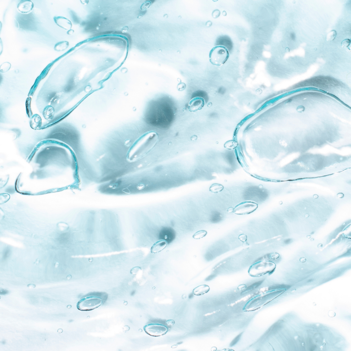 Clear hydrating gel texture with air bubbles