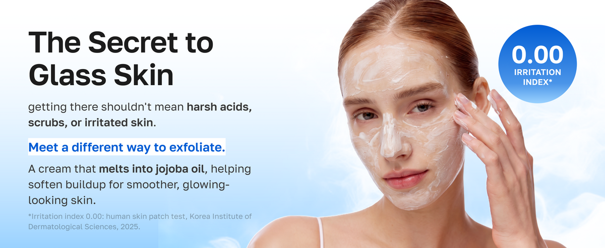 The secret to glass skin: a cream that melts into jojoba oil to exfoliate without harsh acids. Irritation index 0.00